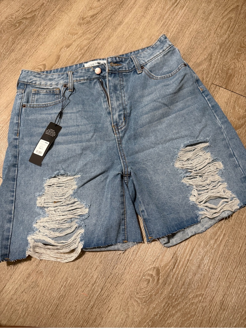 Fashion Nova Blue Distressed Denim Women’s Shorts